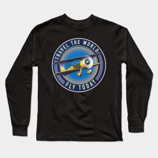 Fly today Travel the world logo Long Sleeve T-Shirt